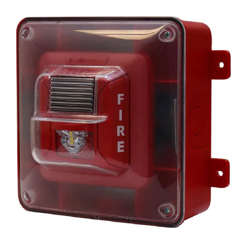 MIRCOM FHS-400-RR-WP Sirena con luz estrobo 24v para exterior rojo